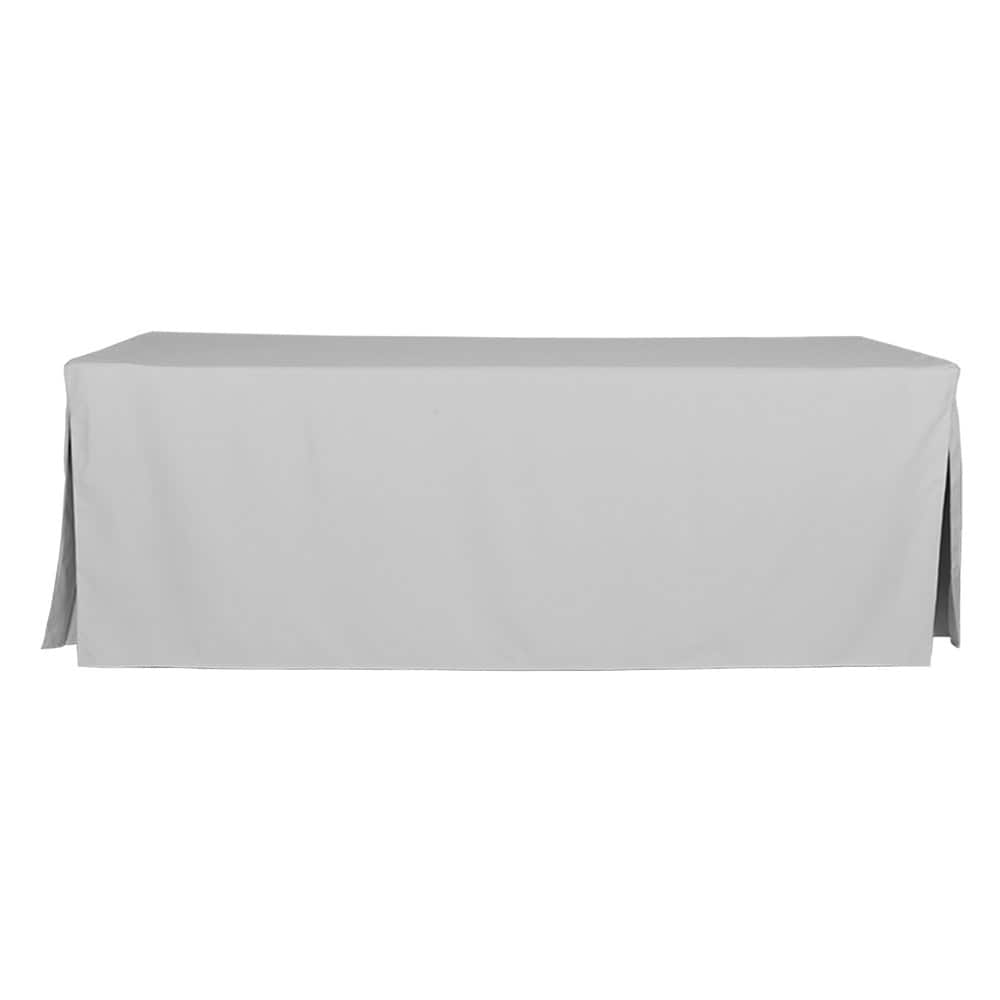 Solid Polyester Fitted Table Cover Stain-Resistant Washable - 96 Inches
