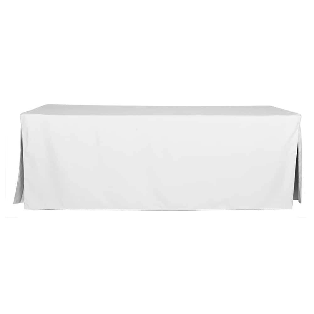 Solid Polyester Fitted Table Cover Stain-Resistant Washable - 96 Inches