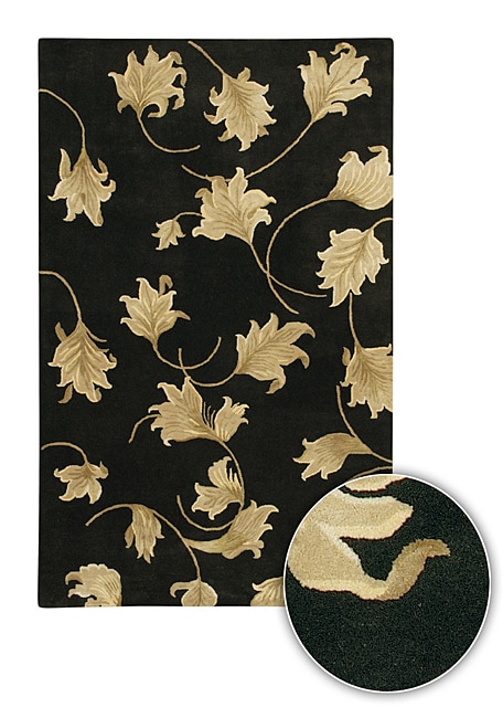 Hand tufted Transitional Mandara Rug (8 X 11) (BlackPattern FloralMeasures 0.75 inch thickTip We recommend the use of a non skid pad to keep the rug in place on smooth surfaces.All rug sizes are approximate. Due to the difference of monitor colors, some