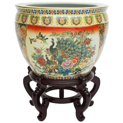 Handmade 16" Famille Rose Porcelain Fishbowl