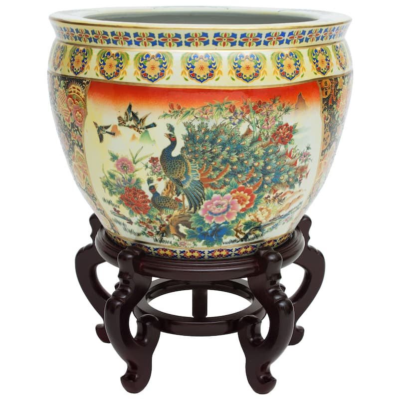 Handmade 16" Famille Rose Porcelain Fishbowl