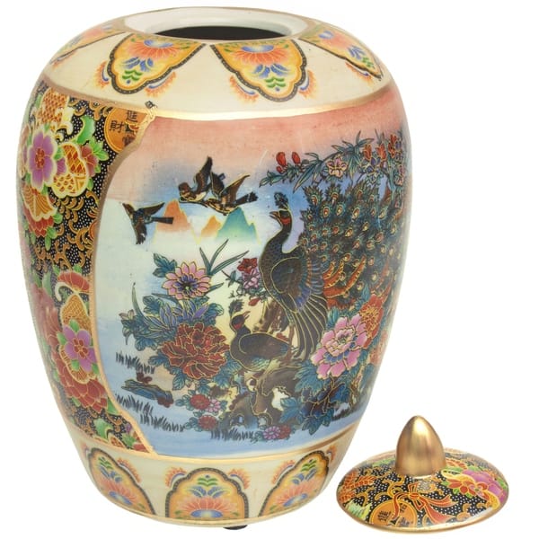 Shop 11 Satsuma Garden Peacock Porcelain Vase Jar Free