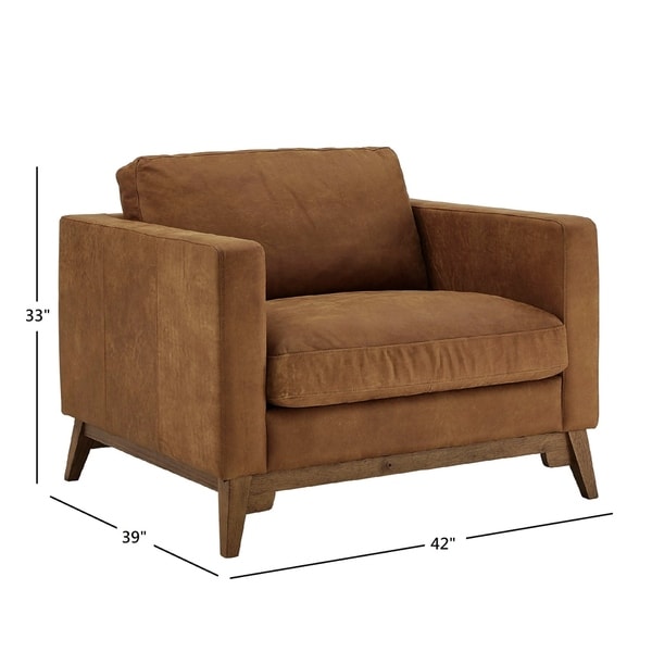 Roma Tan Leather Club Chair by iNSPIRE Q Modern Bed Bath