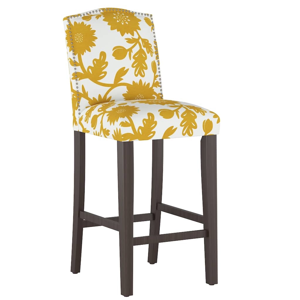 Nail Button Camel Back Bar stool in Gardenia Gold - Bar stool