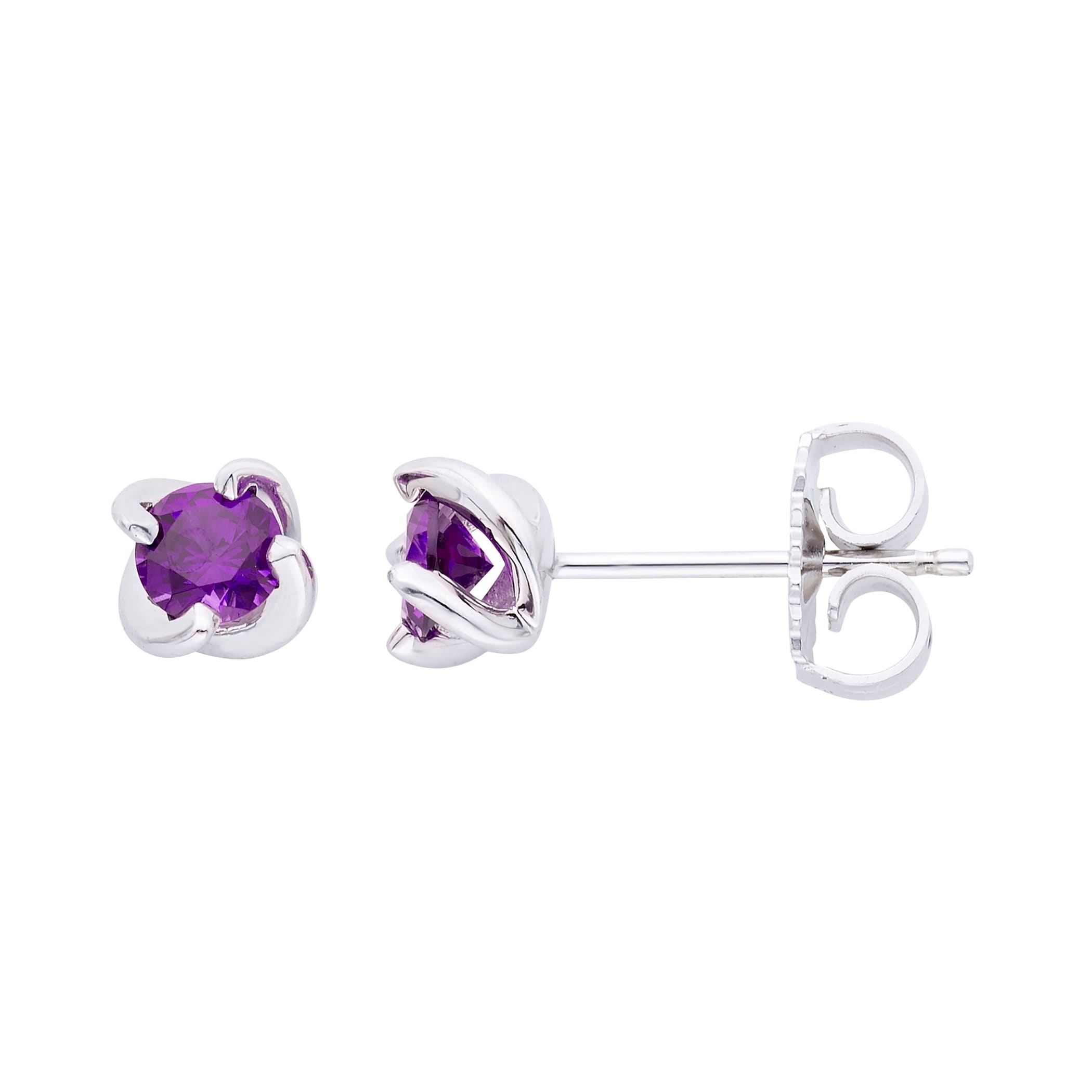Jewelry Birthstone Earrings Sterling Silver Rhodium-plated 4mm Round Rhodolite Garnet Post Earrings