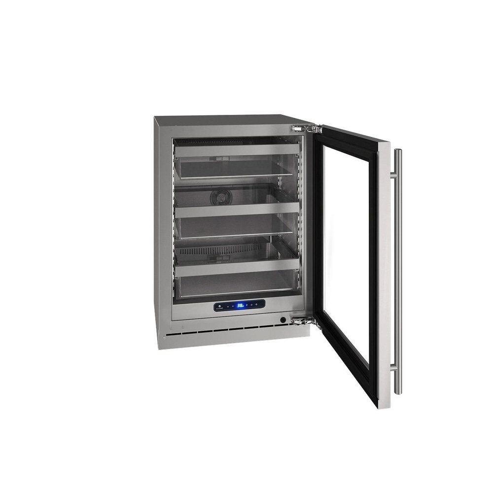 U-Line Glass Refrigerator 24 In Reversible Hinge Stainless