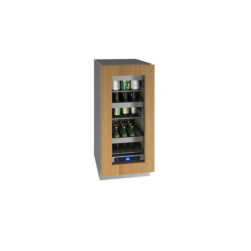 U-Line Glass Refrigerator 15 in Reversible Hinge Integrated