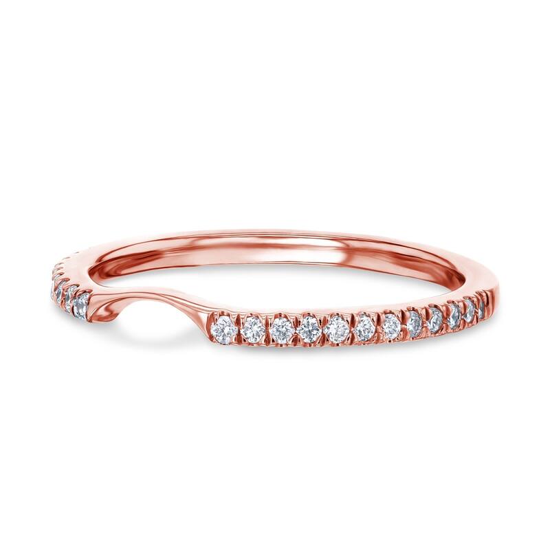 Annello by Kobelli 14k Gold 1/6 Carat TDW Lab Grown Diamond Notched Matching Wedding Band - Annello 61766 Series - 7 - Rose