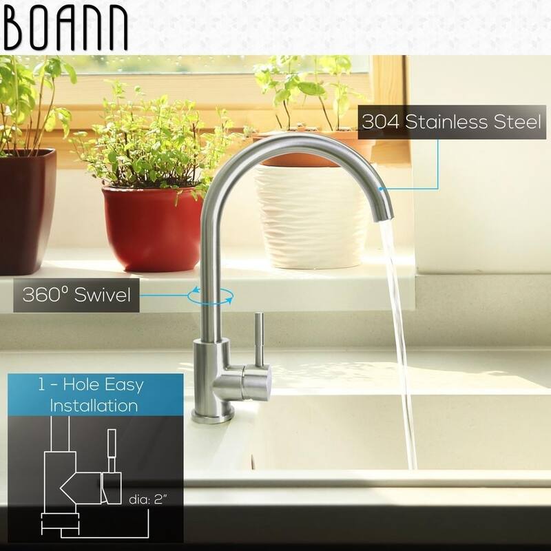 Boann Katherine Single-Handle Standard Kitchen Faucet in Stainless Steel