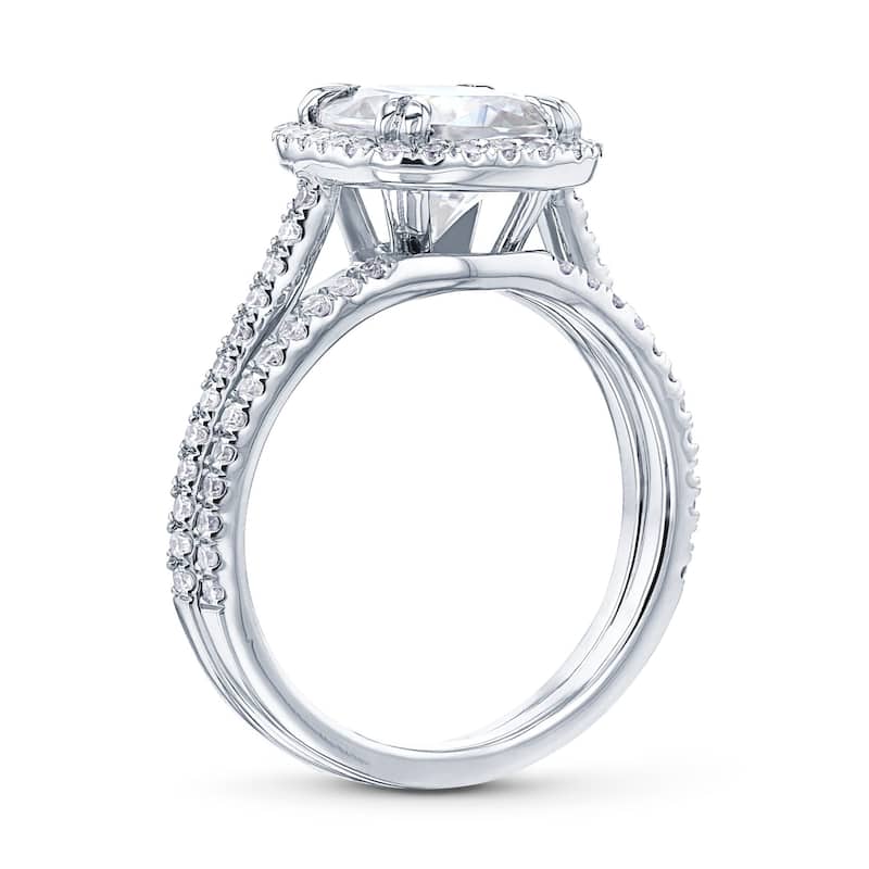 Annello by Kobelli 14k Gold 2 2/5ct Cushion Moissanite and Lab Grown Diamond Halo Bridal Set