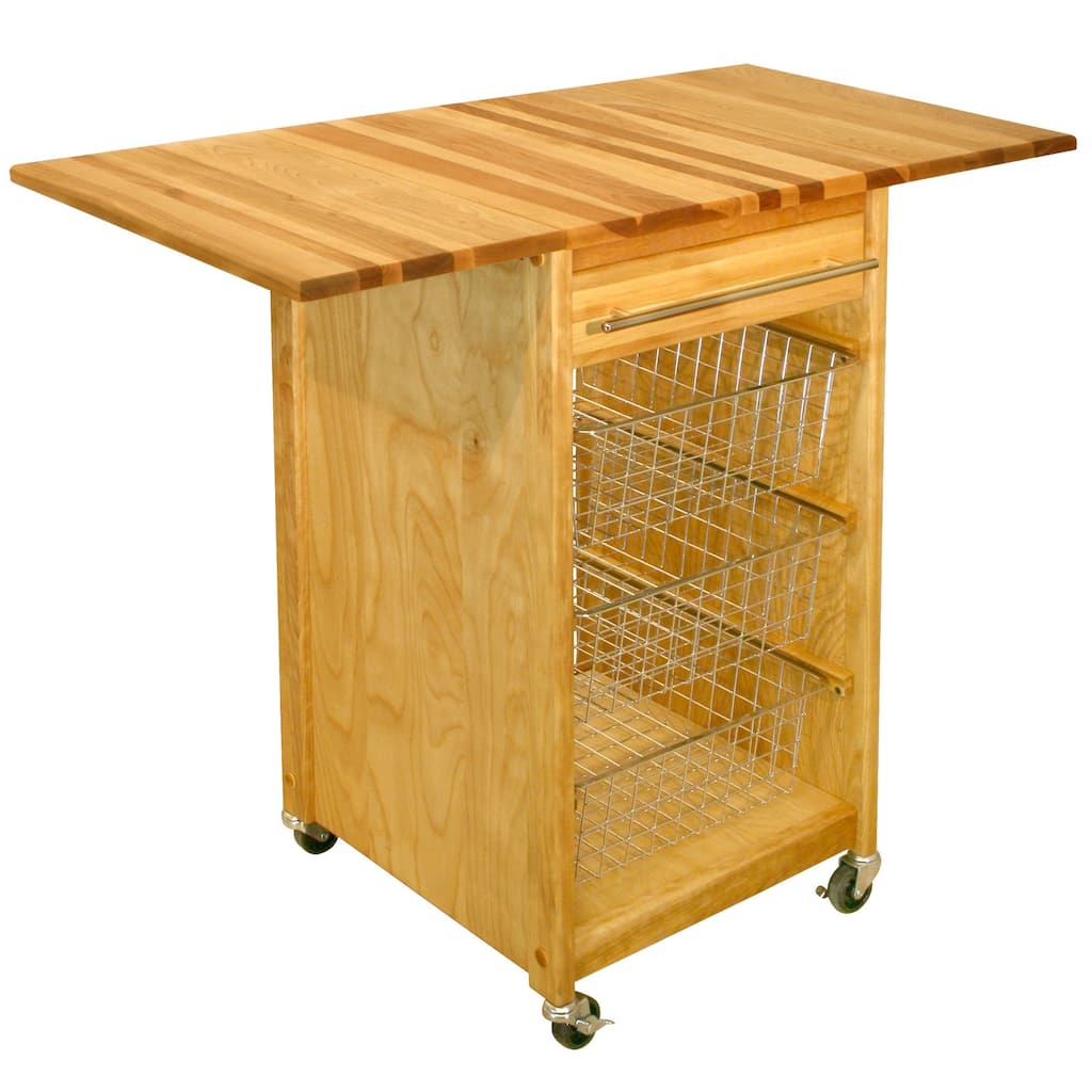 Catskill Craftsmen Drop-Leaf Wooden Basket Cart