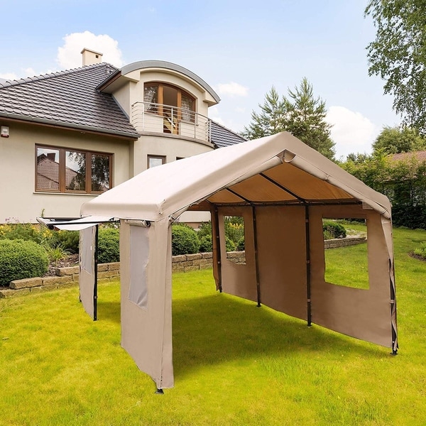Carports Beige Frame & Top Cover Not Included Abba Patio Replacement