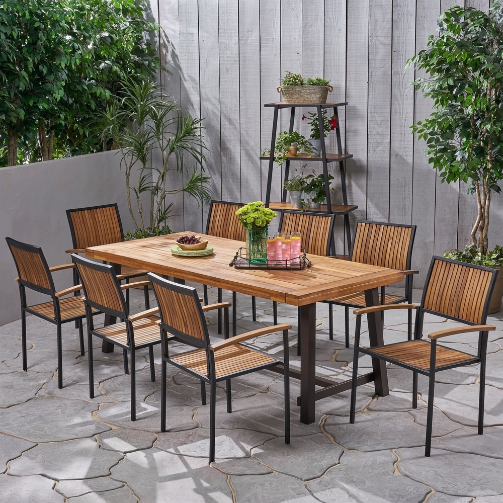 habitat alden 8 seater acacia patio set with benches