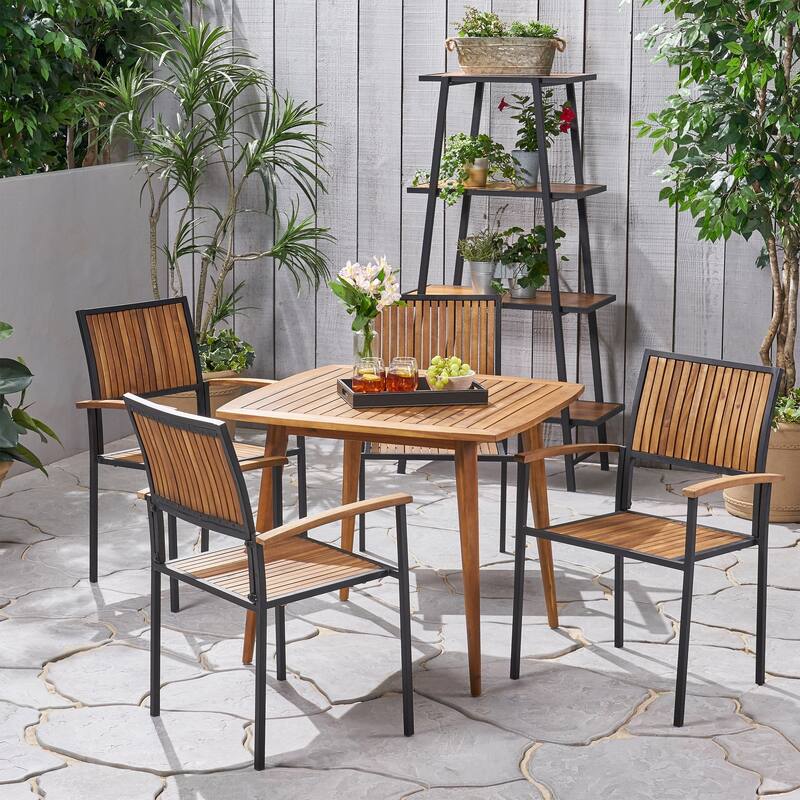 Alpina Acacia Wood 5-piece Square Table Outdoor Dining Set by Christopher Knight Home