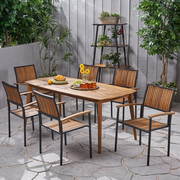 wooden 6 seater outdoor dining set