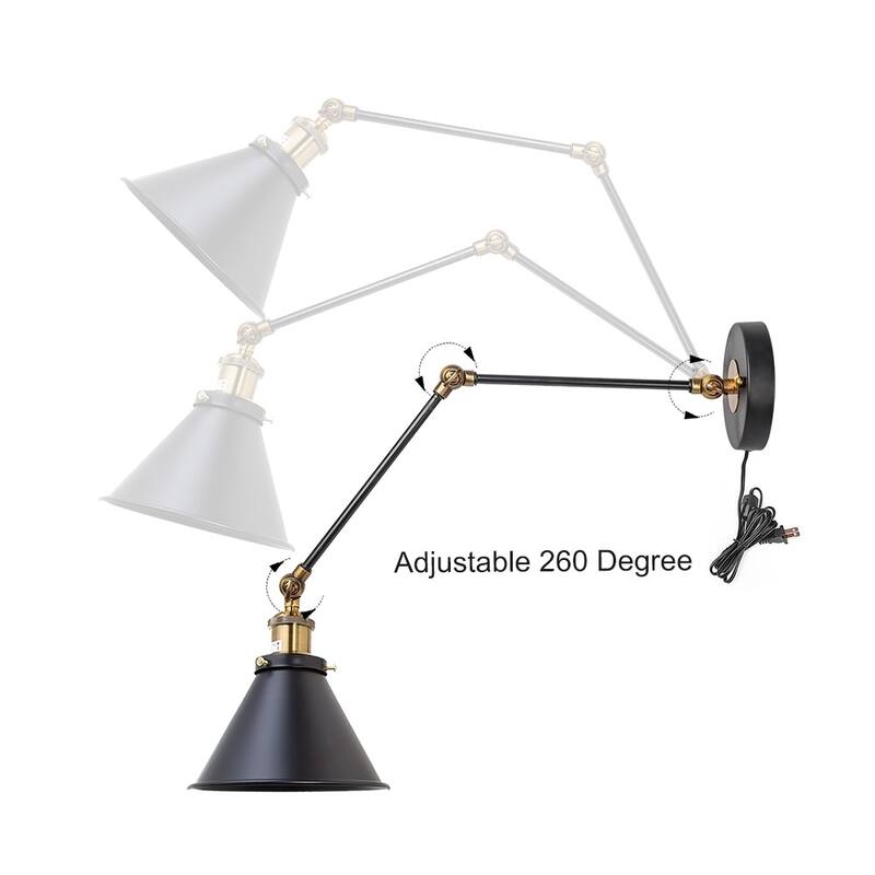 Carbon Loft DeMille Black Wall Lamp Adjustable Wall Sconces Plug-in Sconces Wall Lighting - L19.7 " X W7.5"