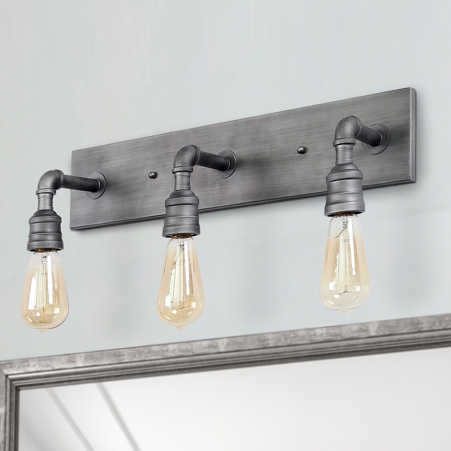 Carbon Loft Elliot 3 Light Vanity Lights Wall Sconce Silver 3 Light Vanity Lights Wall Sconce