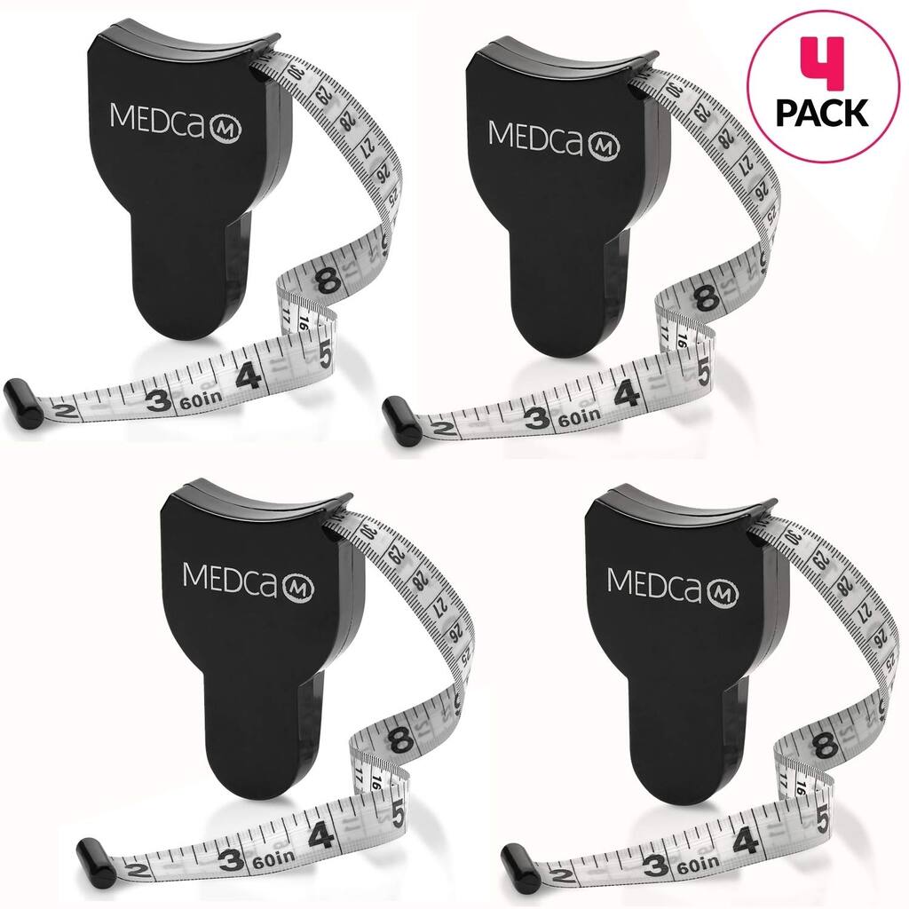 MEDca Body Tape Measure | Skinfold Caliper for Body Set | Skin Fold and Body Fat Tape Measure Tool for Men and Women - Pack of 4