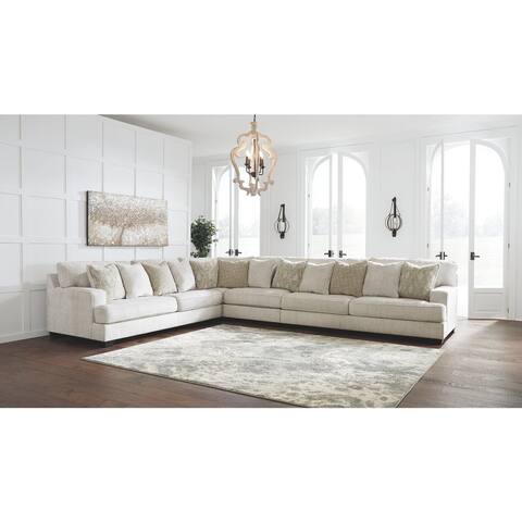 Signature Design by Ashley Rawcliffe Ivory and Peach 4-Piece Sectional Sofa