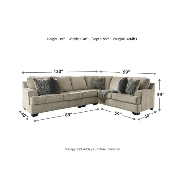 Bovarian 3-Piece Contemporary Stone Sectional - Bed Bath & Beyond ...