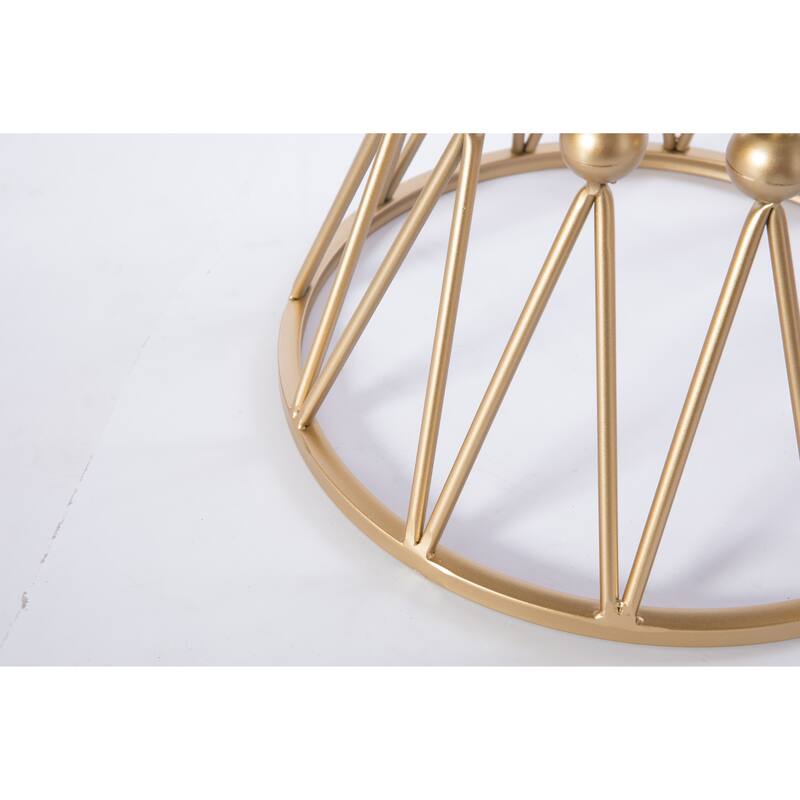 Silver Orchid Buelow Round Gold Metal Accent Vanity Stool