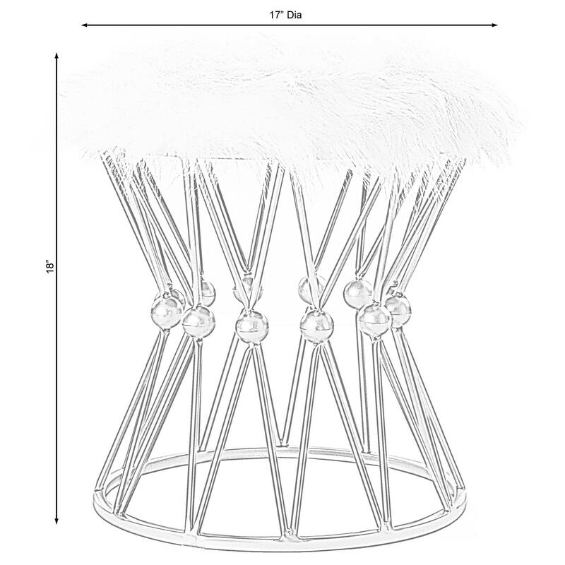 Silver Orchid Buelow Round Gold Metal Accent Vanity Stool