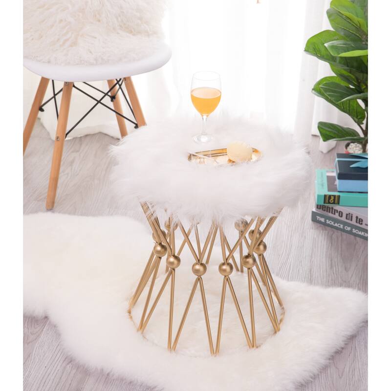 Silver Orchid Buelow Round Gold Metal Accent Vanity Stool