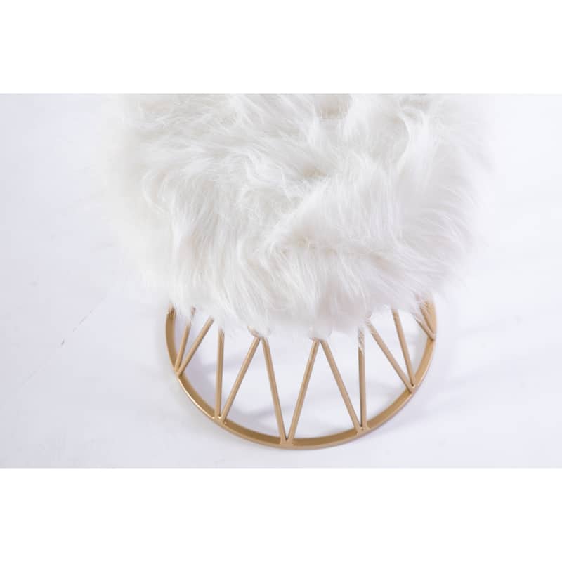 Silver Orchid Buelow Round Gold Metal Accent Vanity Stool