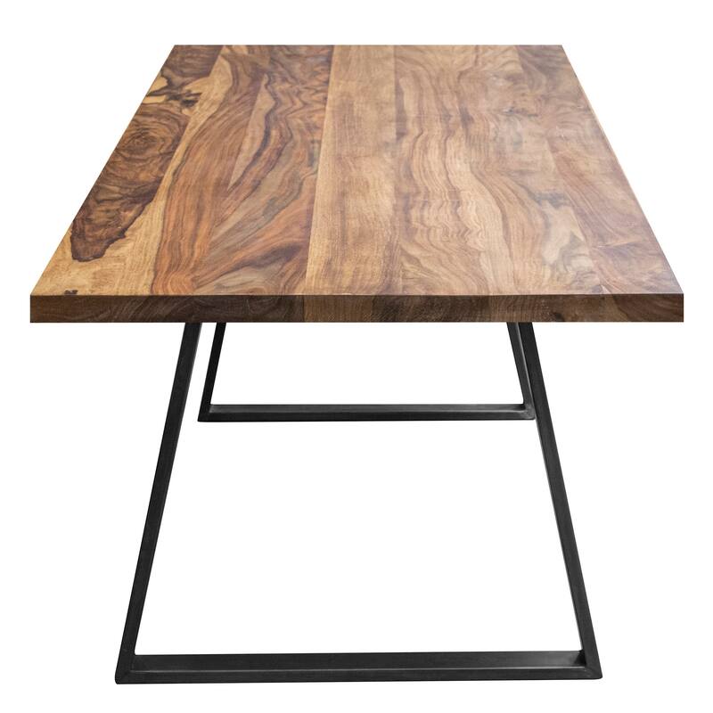 Dining Table 63" x 35" with Sheesham Top and Metal Legs, Seats 4 to 6