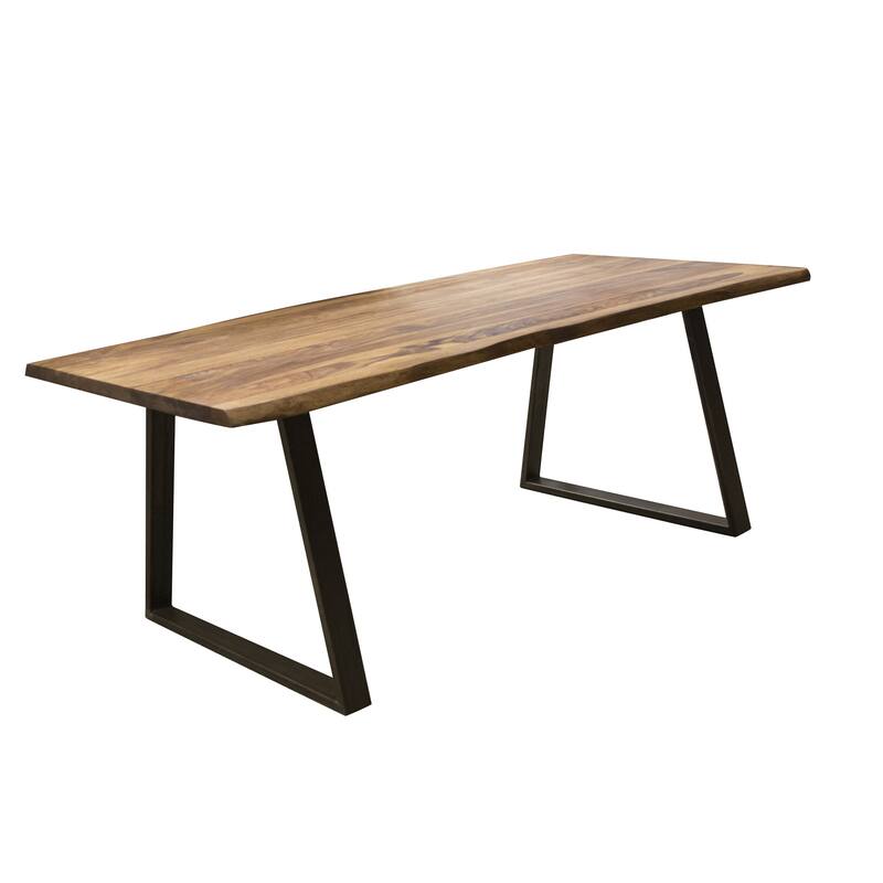 Dining Table 63" x 35" with Sheesham Top and Metal Legs, Seats 4 to 6