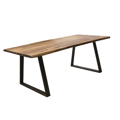 Dining Table 63" x 35" with Sheesham Top and Metal Legs, Seats 4 to 6