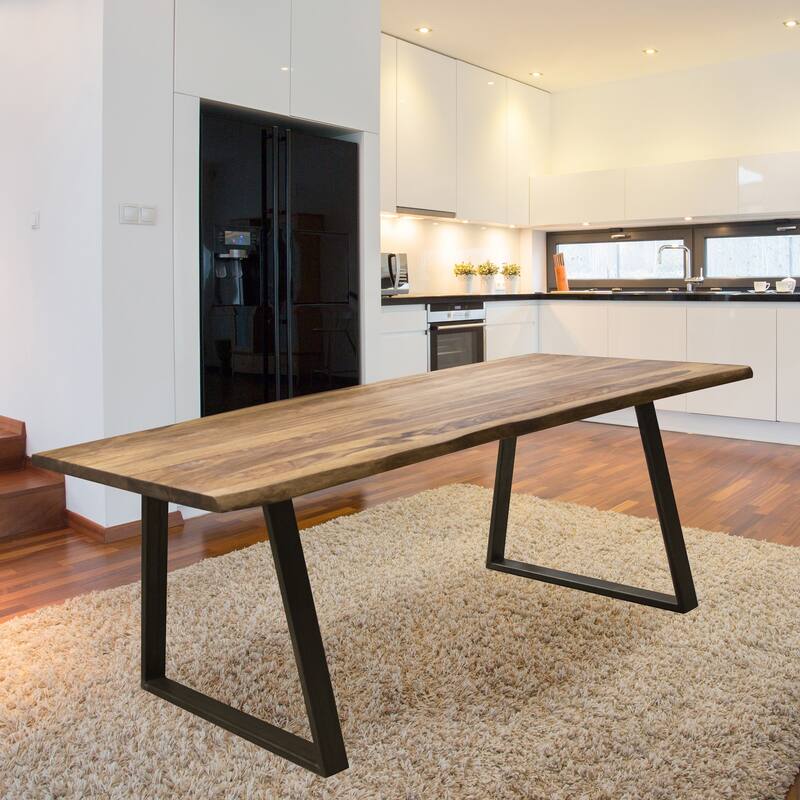 Dining Table 63" x 35" with Sheesham Top and Metal Legs, Seats 4 to 6