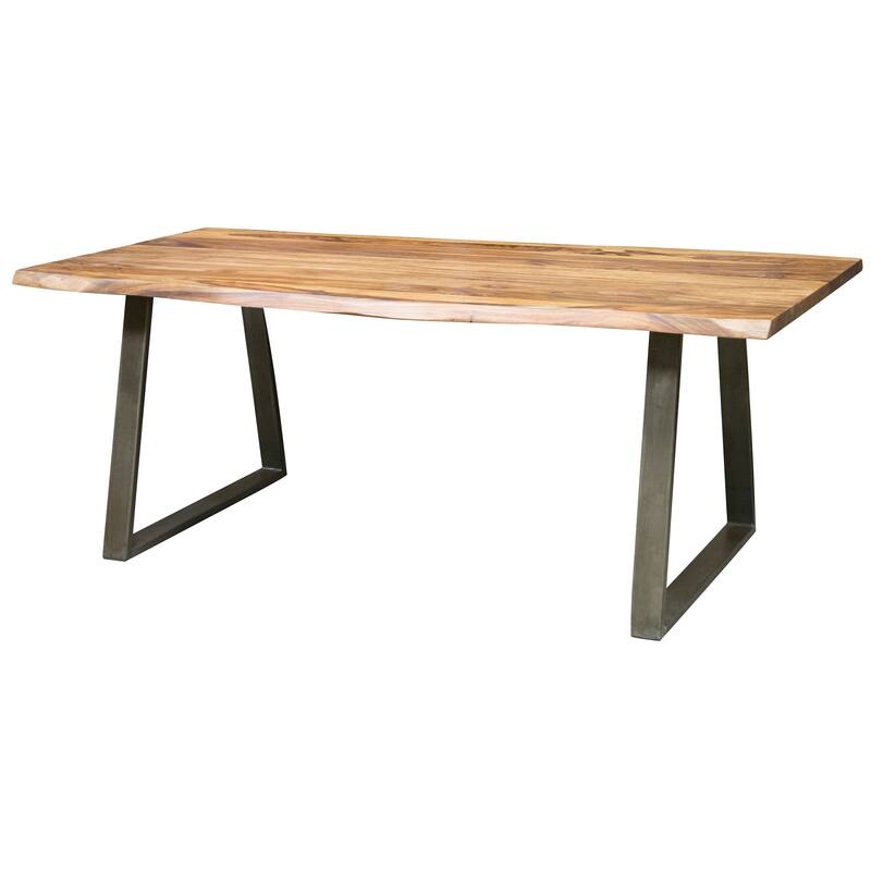 Dining Table 63" x 35" with Sheesham Top and Metal Legs, Seats 4 to 6