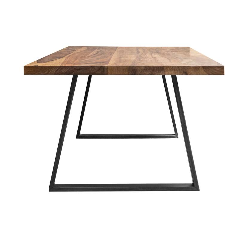 Dining Table 63" x 35" with Sheesham Top and Metal Legs, Seats 4 to 6