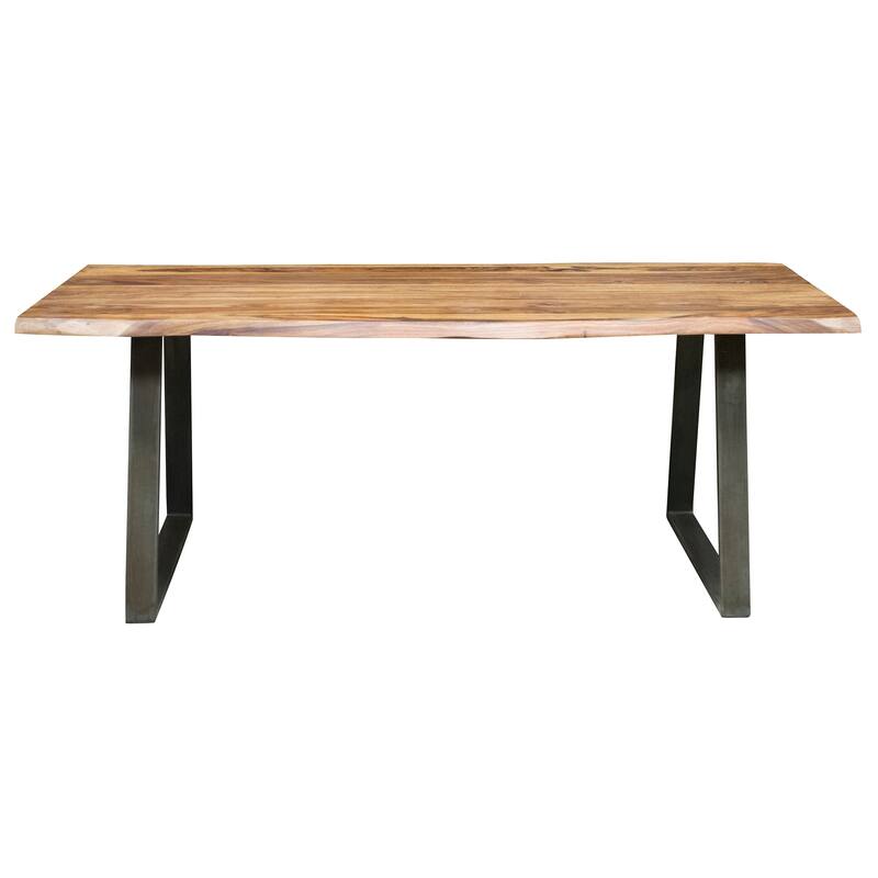 Dining Table 63" x 35" with Sheesham Top and Metal Legs, Seats 4 to 6