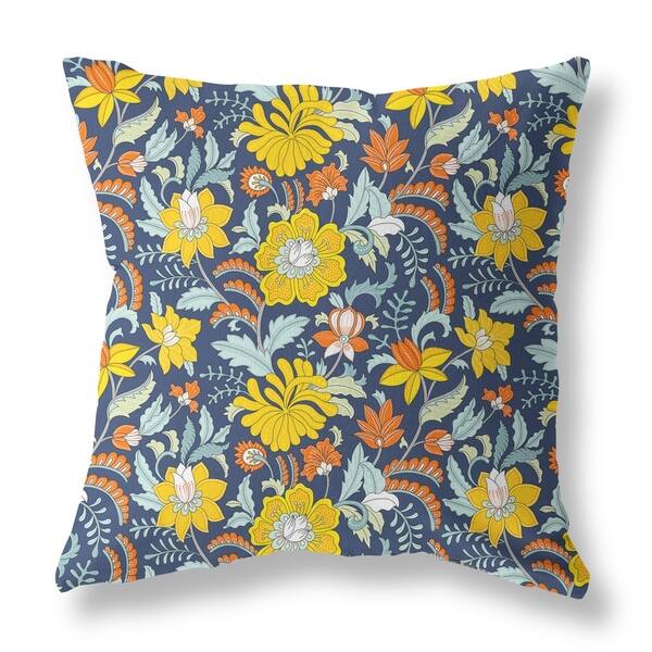Shop Blue Floral Double Sided Decorative Pillow By Amrita Sen On
