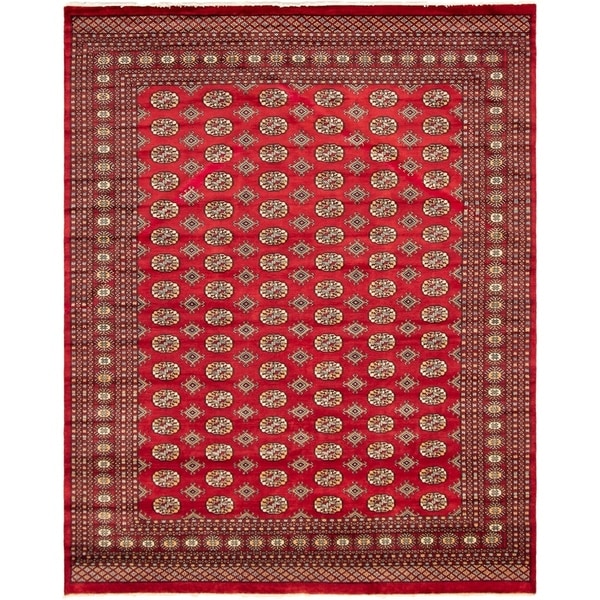 eCarpetGallery Hand-knotted Finest Peshawar Bokhara Red Wool Rug - 8'0 x 9'11