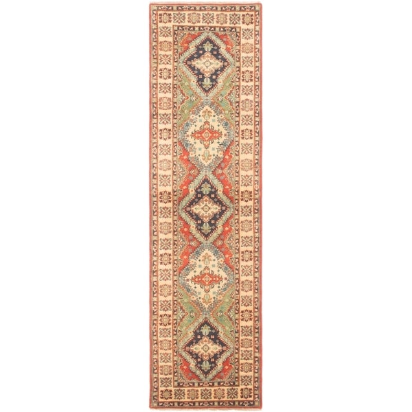 eCarpetGallery Hand-knotted Finest Gazni Cream, Dark Copper Wool Rug - 2'5 x 9'4