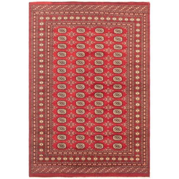 eCarpetGallery Hand-knotted Finest Peshawar Bokhara Red Wool Rug - 5'11 x 8'7