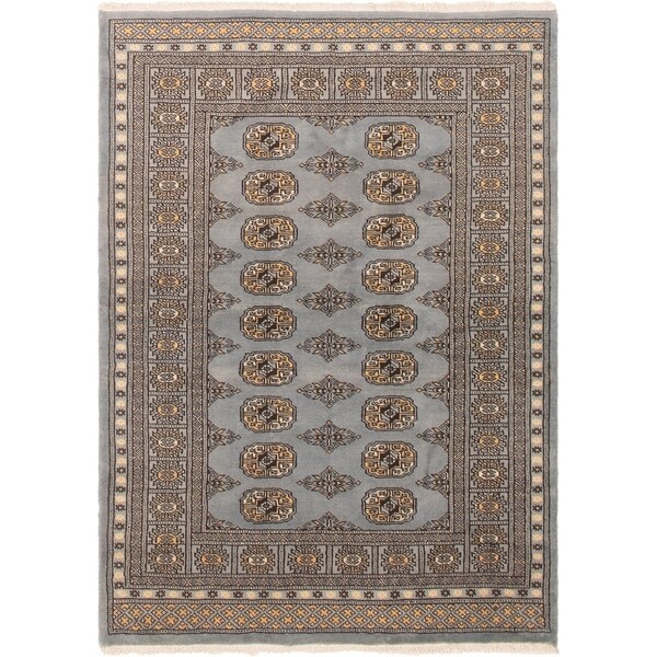 eCarpetGallery Hand-knotted Finest Peshawar Bokhara Blue Wool Rug - 4'0 x 5'7