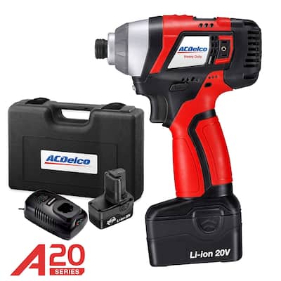 ACDelco A20 BRUSHLESS 20V Li-ion cordless Impact Driver Kit, max. 148 ft-lbs Torque, 2 Battry Packs,