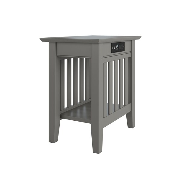 Shop Mission Chair Side Table with Charging Station in Grey - Overstock