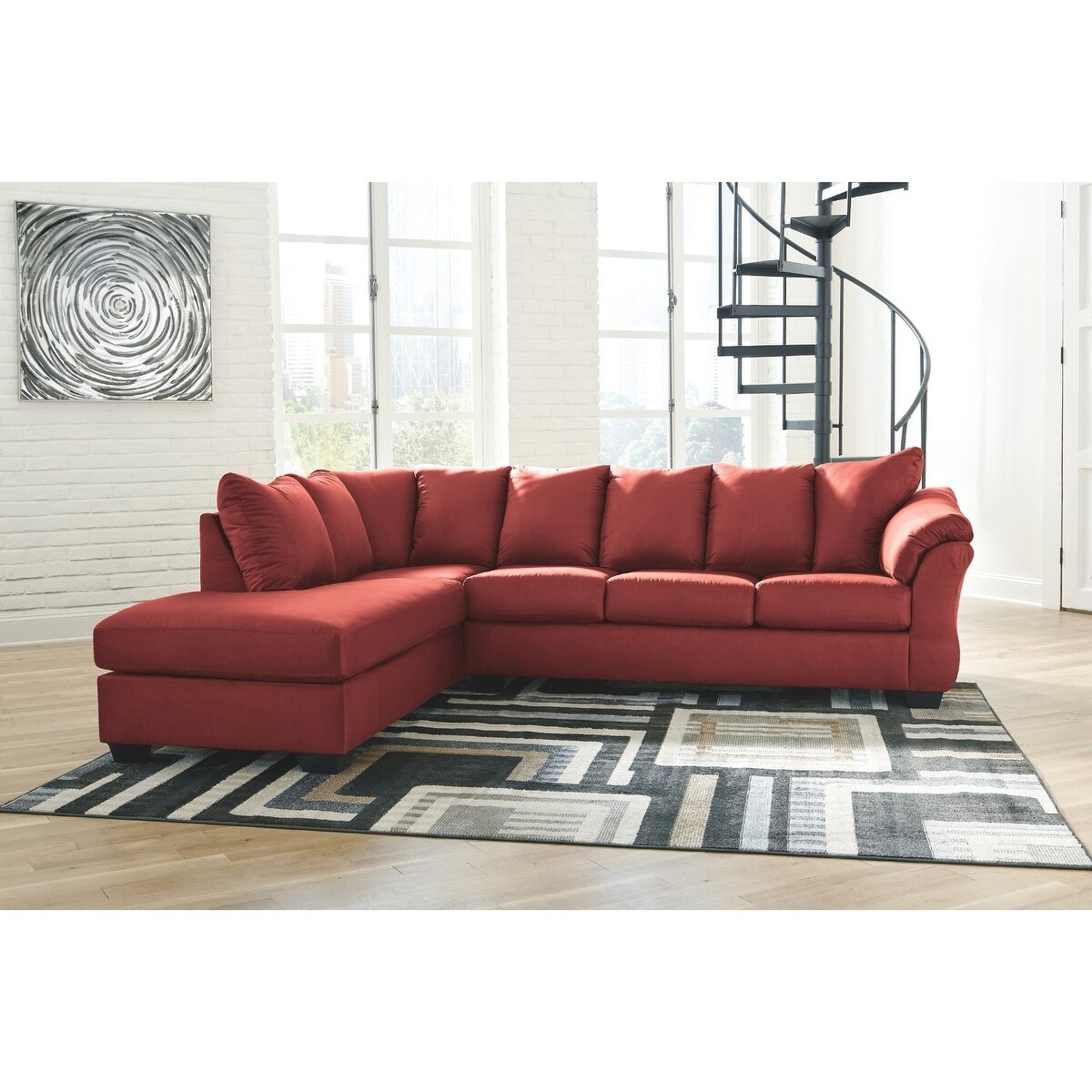 Shop Darcy 2 Piece Contemporary Sectional With Chaise Red Free