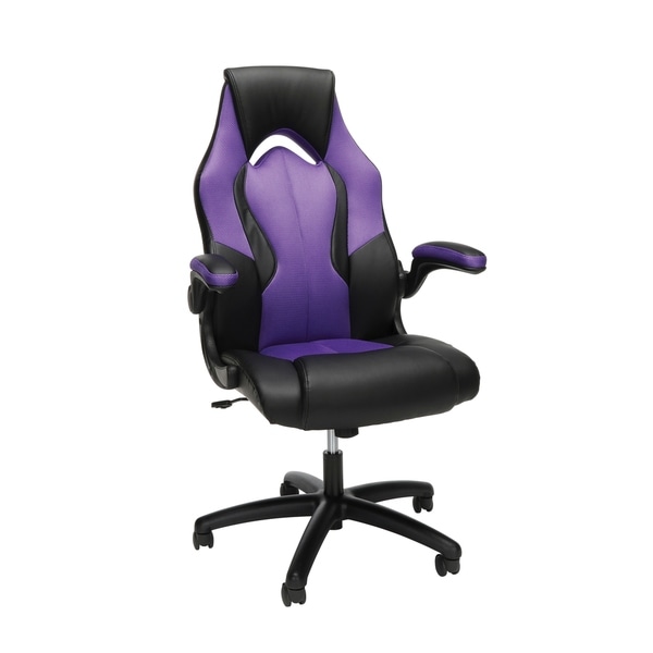OFM Essentials Collection High-Back Racing Style Bonded Leather Gaming Chair, in Purple (ESS-3086-PUR)