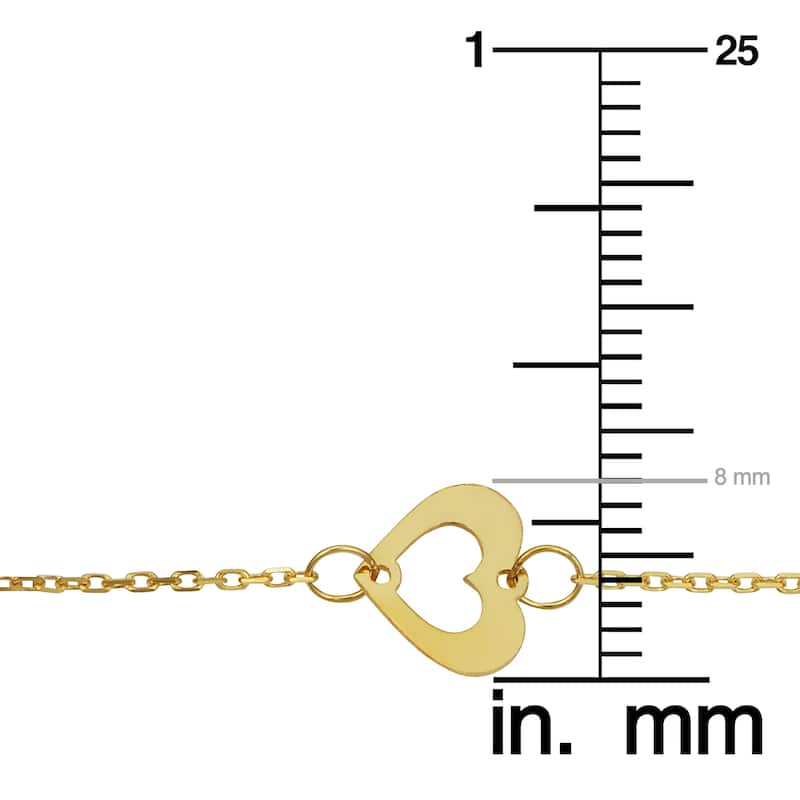 14k Yellow Gold Moon Heart Flower Star Station Anklet (adjusts to 9 or 10 inches)
