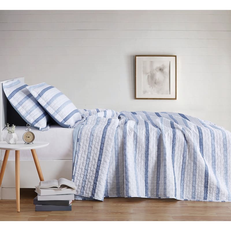 Porch & Den Brentford Waffle Stripe Quilt Set - Twin - Twin XL