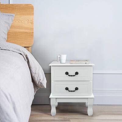 Nightstand Luxury European Style with 2 drawers - Royal White