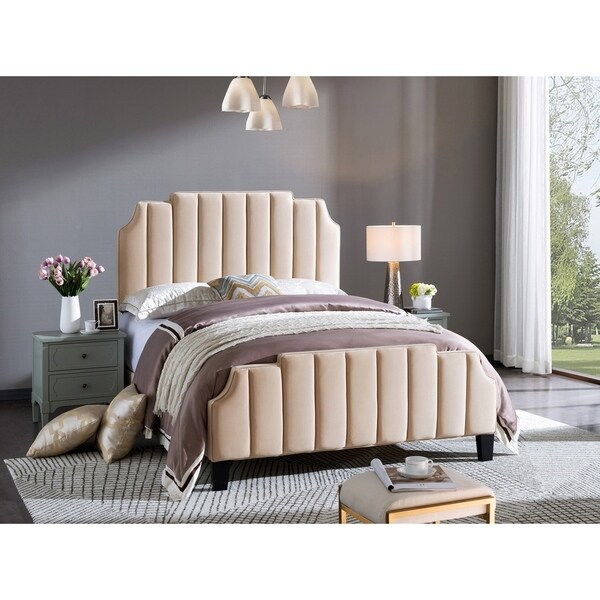 Shop Diana Upholstered Queen Channel Tufted Bed in Oyster Overstock