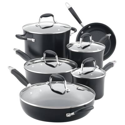 Anolon Advanced Hard-Anodized Nonstick 11-Piece Cookware Set, Onyx