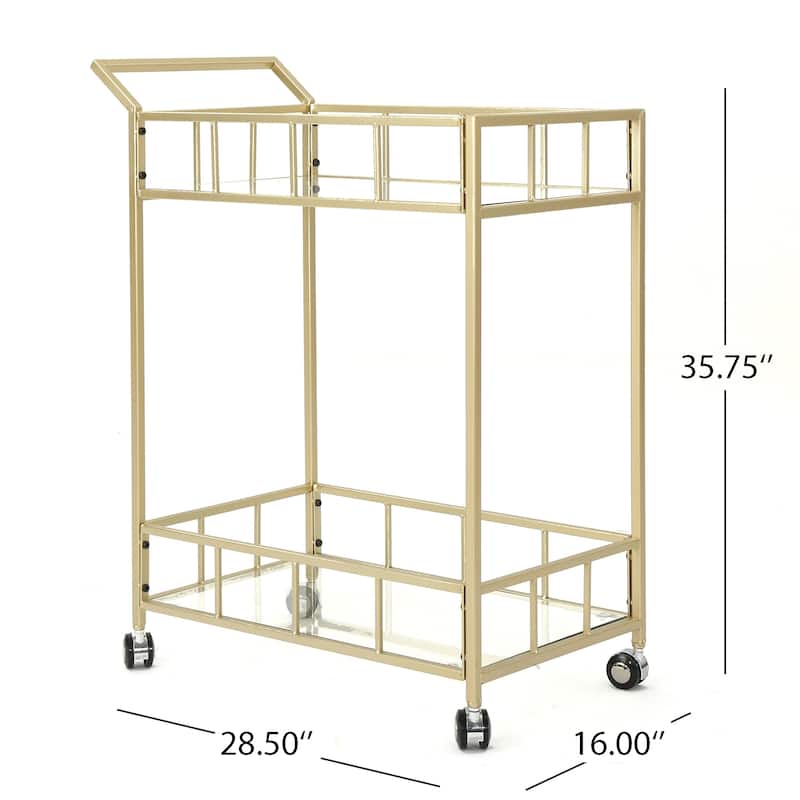 Varadero Outdoor Modern Bar Cart with Tempered Glass by Christopher Knight Home